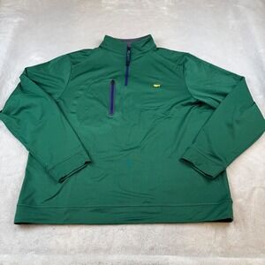 MASTERS TECH Mens Green Masters Logo 1/4 Zip Pullover Golf Shirt XXL